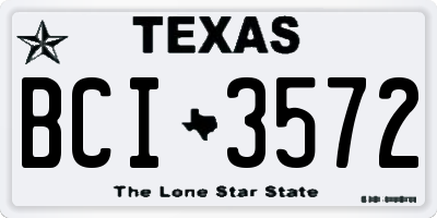 TX license plate BCI3572