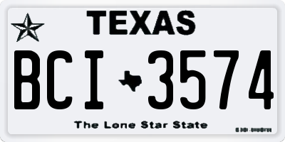 TX license plate BCI3574