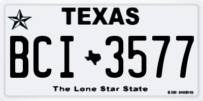 TX license plate BCI3577