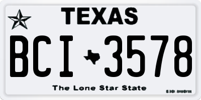 TX license plate BCI3578