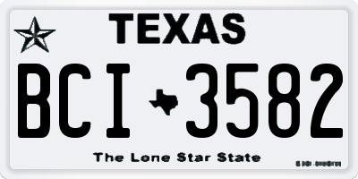TX license plate BCI3582
