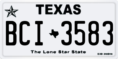 TX license plate BCI3583