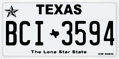 TX license plate BCI3594
