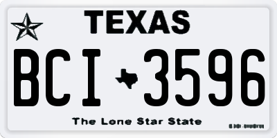 TX license plate BCI3596