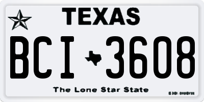 TX license plate BCI3608