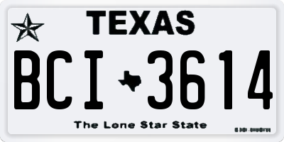 TX license plate BCI3614