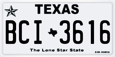 TX license plate BCI3616