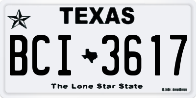 TX license plate BCI3617