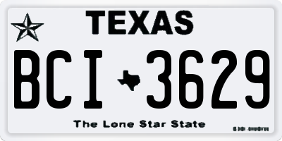 TX license plate BCI3629