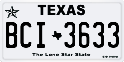 TX license plate BCI3633