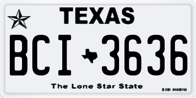 TX license plate BCI3636