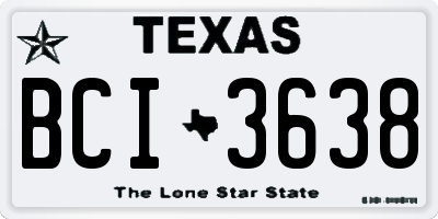 TX license plate BCI3638