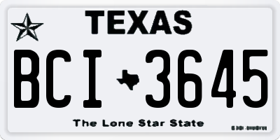 TX license plate BCI3645