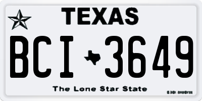TX license plate BCI3649