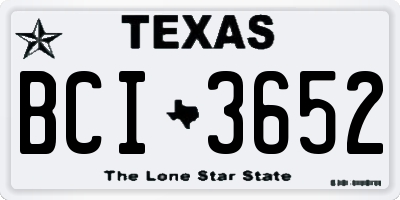 TX license plate BCI3652