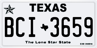 TX license plate BCI3659