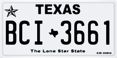 TX license plate BCI3661