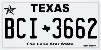 TX license plate BCI3662