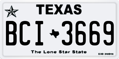 TX license plate BCI3669