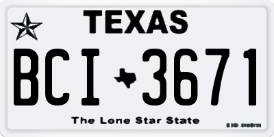 TX license plate BCI3671