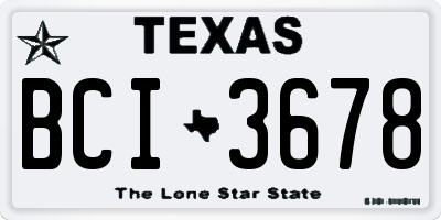 TX license plate BCI3678