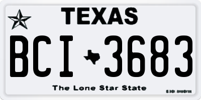TX license plate BCI3683