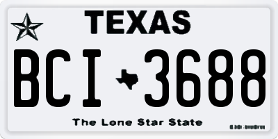 TX license plate BCI3688