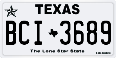 TX license plate BCI3689