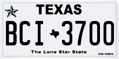TX license plate BCI3700