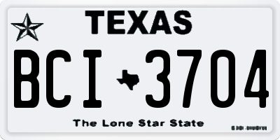 TX license plate BCI3704