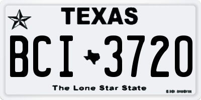 TX license plate BCI3720