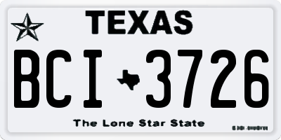TX license plate BCI3726