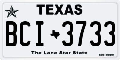 TX license plate BCI3733