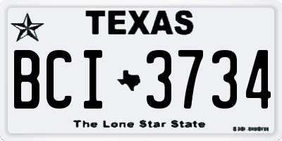 TX license plate BCI3734