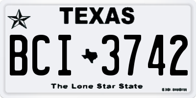 TX license plate BCI3742