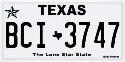 TX license plate BCI3747