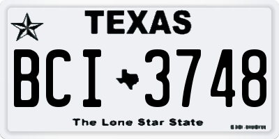 TX license plate BCI3748