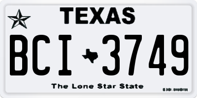 TX license plate BCI3749