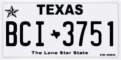 TX license plate BCI3751