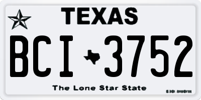 TX license plate BCI3752