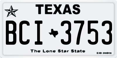 TX license plate BCI3753