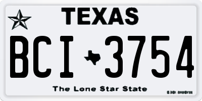 TX license plate BCI3754