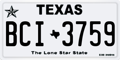 TX license plate BCI3759