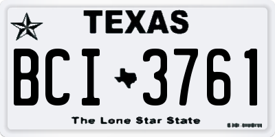 TX license plate BCI3761