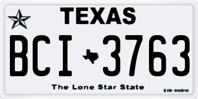 TX license plate BCI3763
