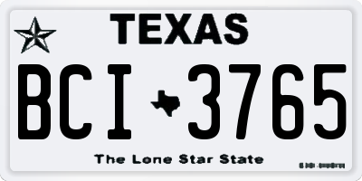 TX license plate BCI3765