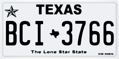 TX license plate BCI3766