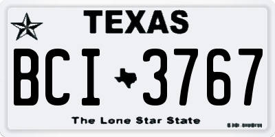 TX license plate BCI3767