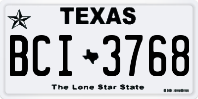 TX license plate BCI3768