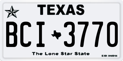 TX license plate BCI3770